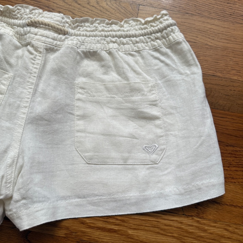 Roxy Off White Drawstring Beach Summer Shorts M - image 3